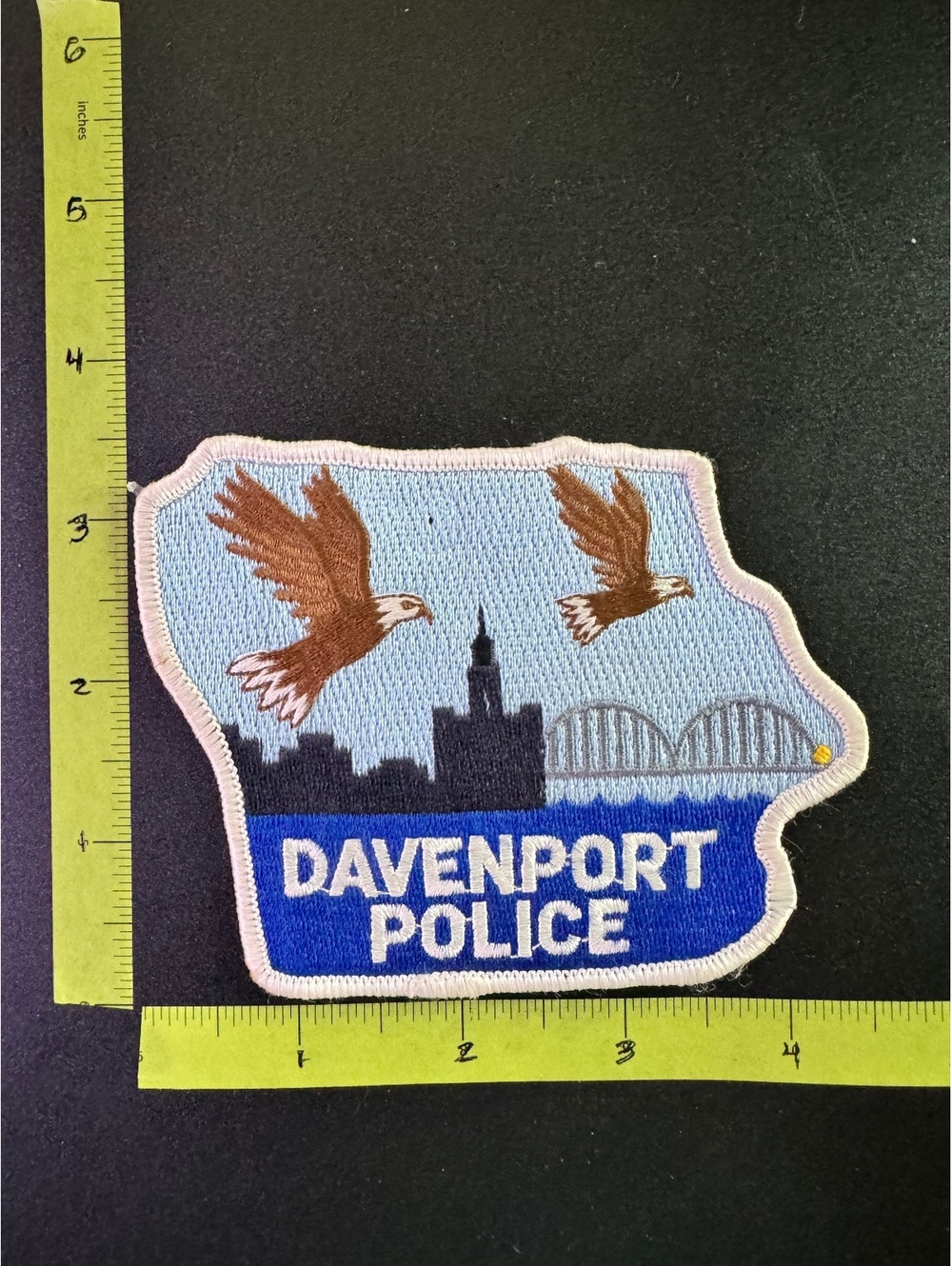 Vintage Davenport Police Patch with Eagles and City Skyline